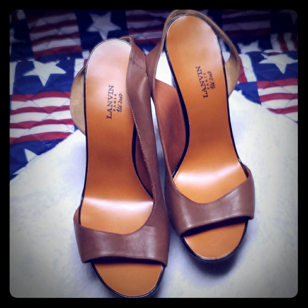 Lanvin Half D'orsay Black/Brown Slingback